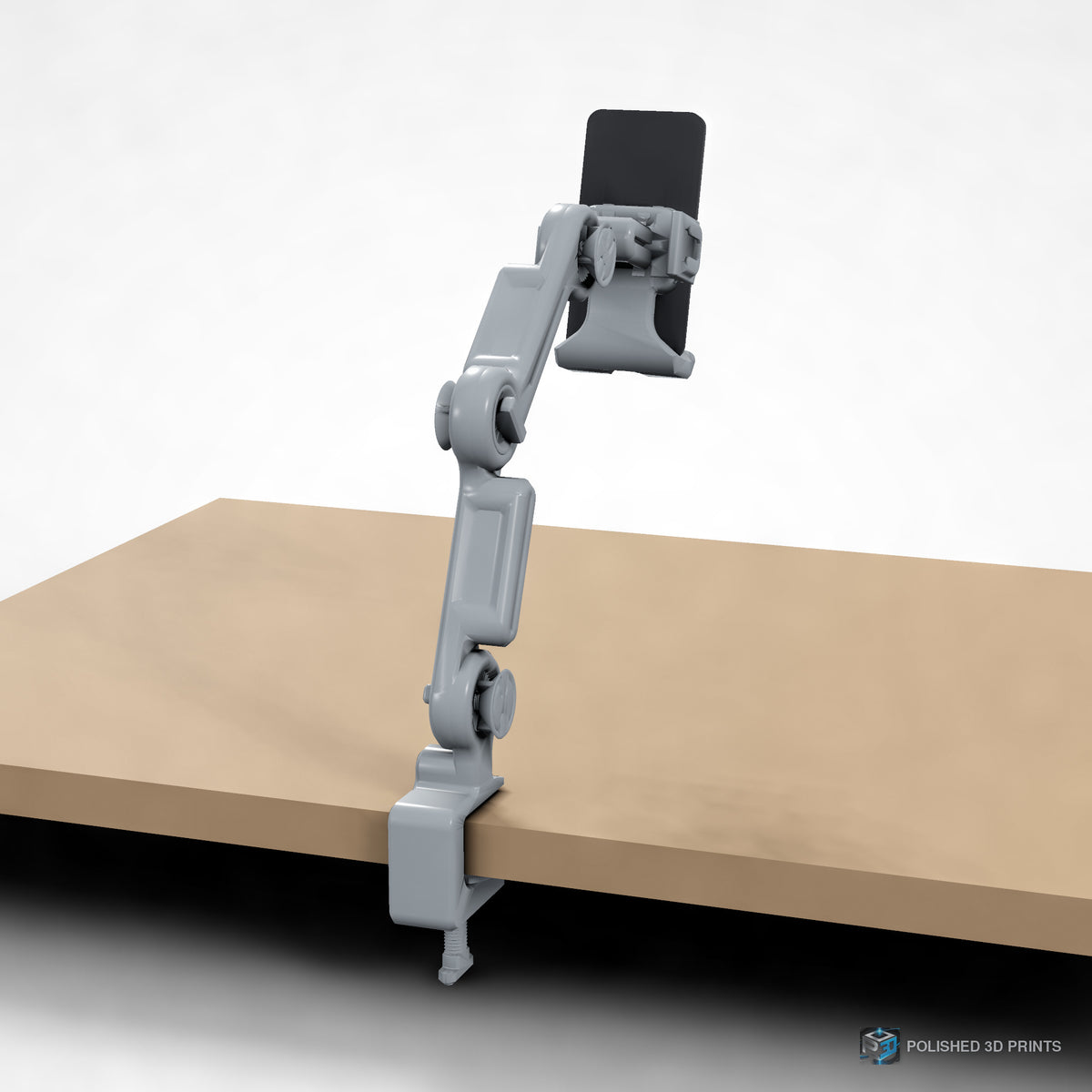 Link-A-Link Desk Phone Arm Kit, assembled – close-up of the C-clamp
