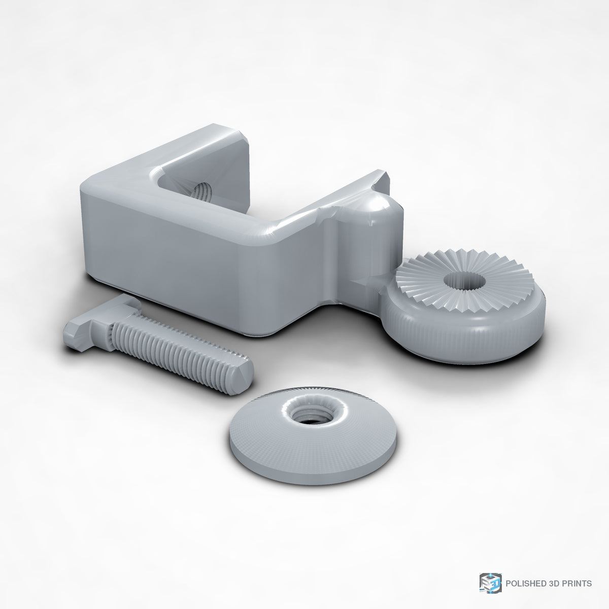 Link-A-Link Fixed C-Clamp Mount – right angle in PETG Grey