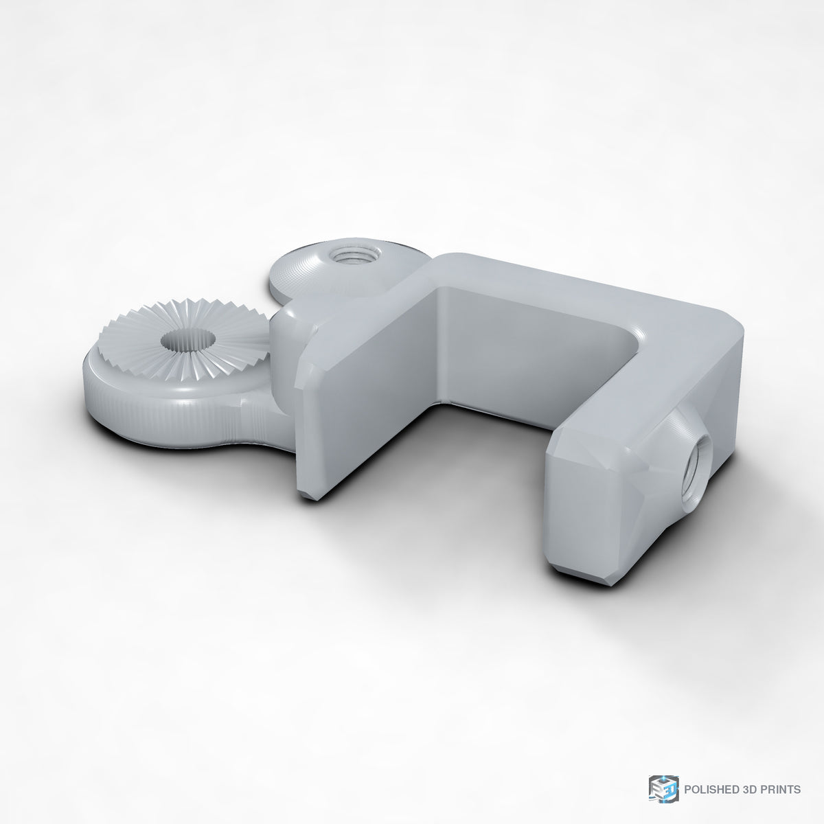 Link-A-Link Fixed C-Clamp Mount – three-quarter view in PETG Grey