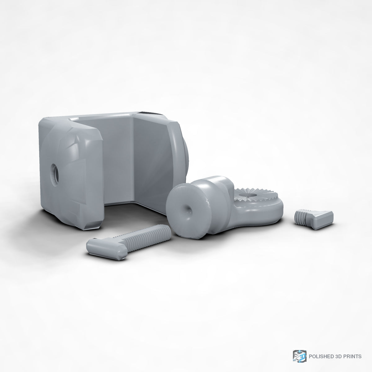 Link-A-Link Rotating C-Clamp Mount – right angle in PETG Grey