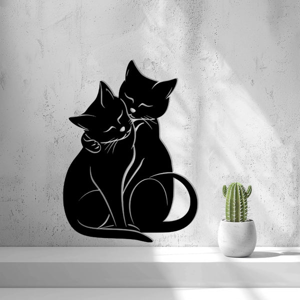Loving Cats Wall Art — shown in black on a wall