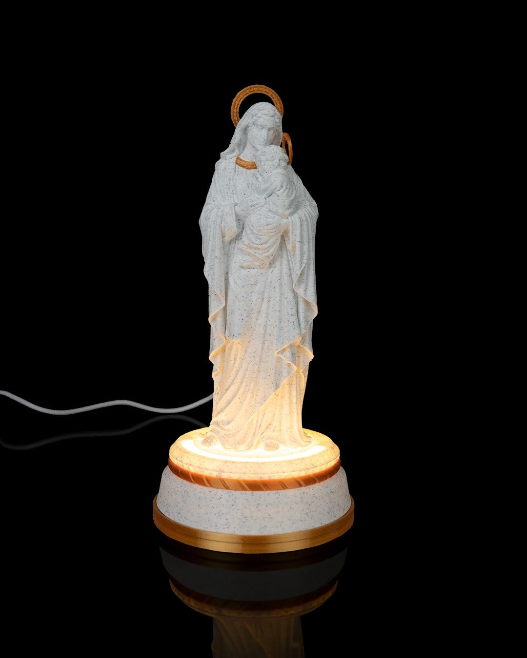 Mary and Jesus Statue — 160 mm statue glowing on its LED base