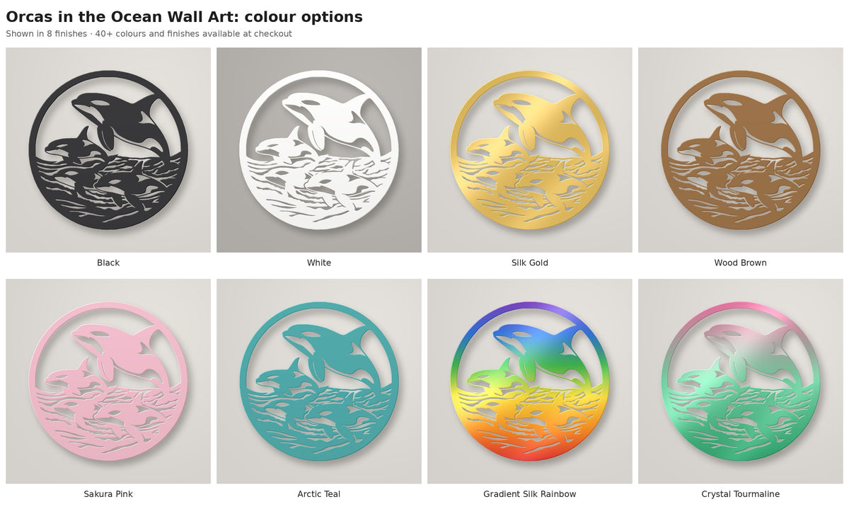 Orcas in the Ocean Wall Art — colour options