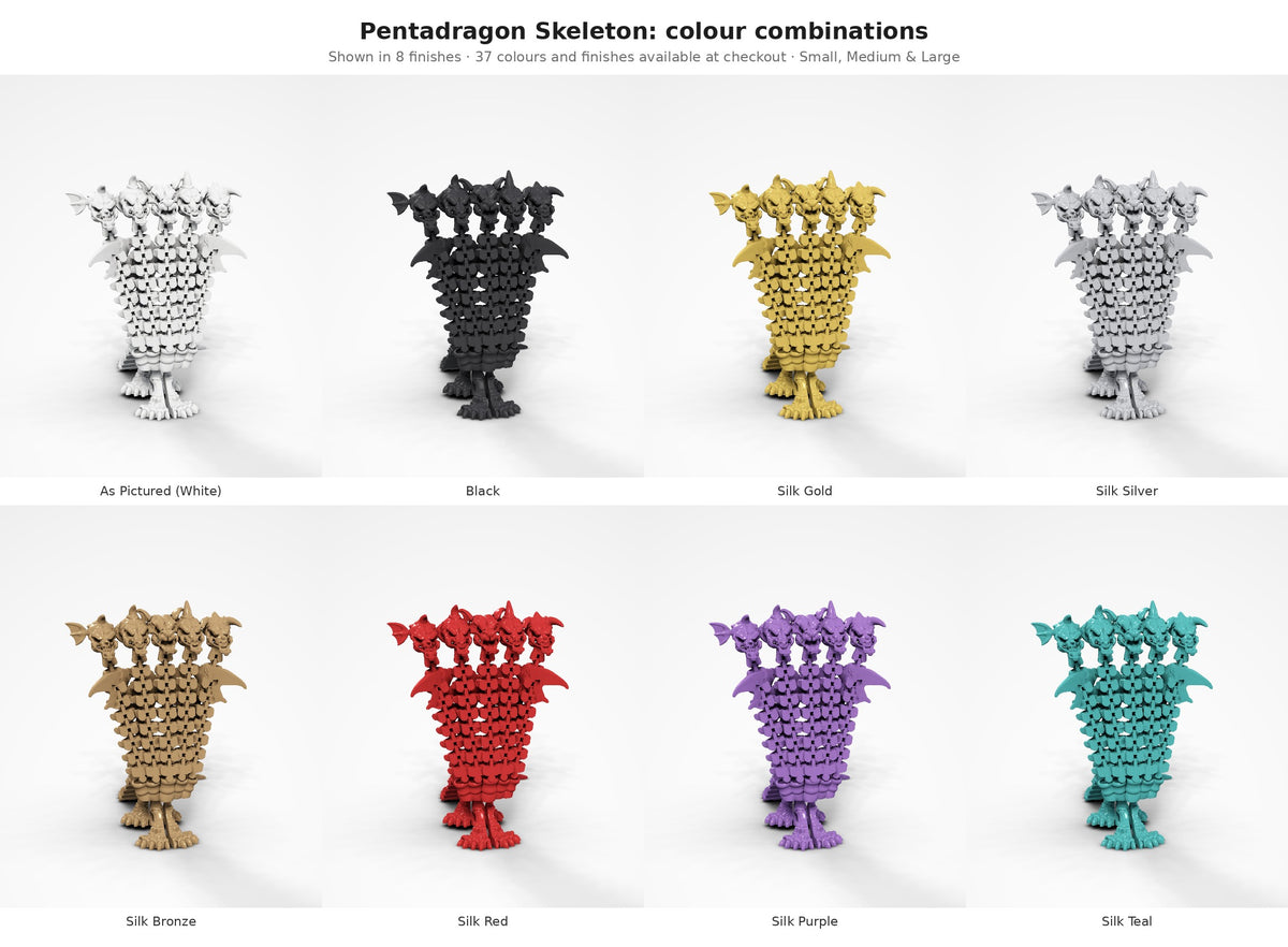 Articulated Pentadragon Skeleton Figure — colour combinations in eight finishes