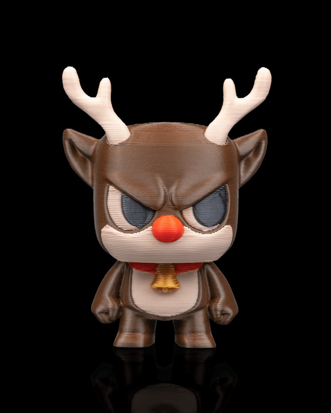 Rantydeer 3D-printed Christmas keyring — front view