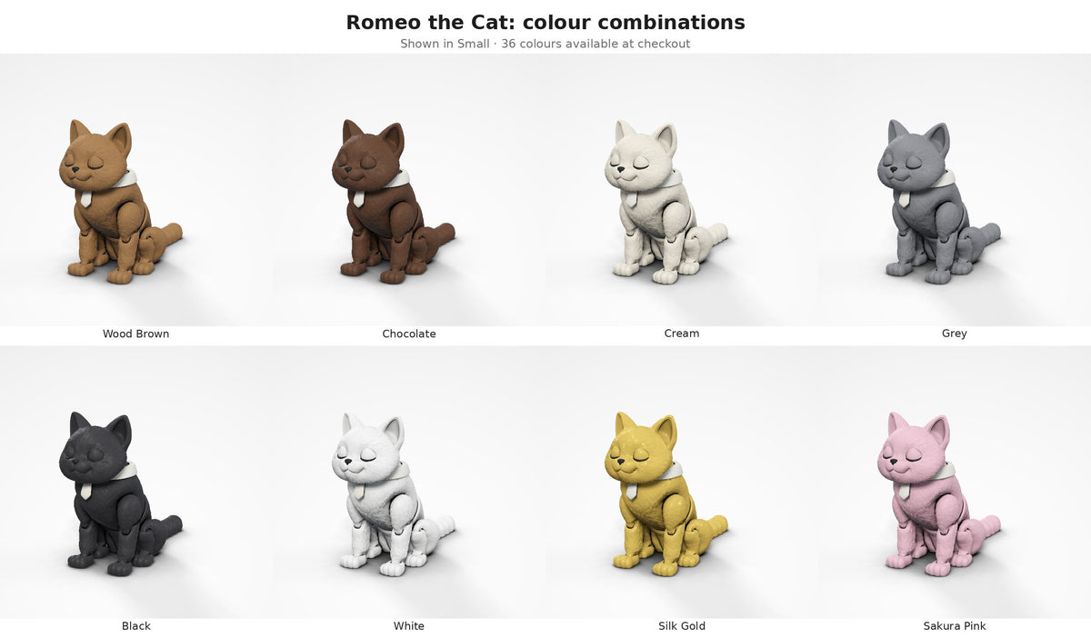 Romeo the Cat — colour combinations grid