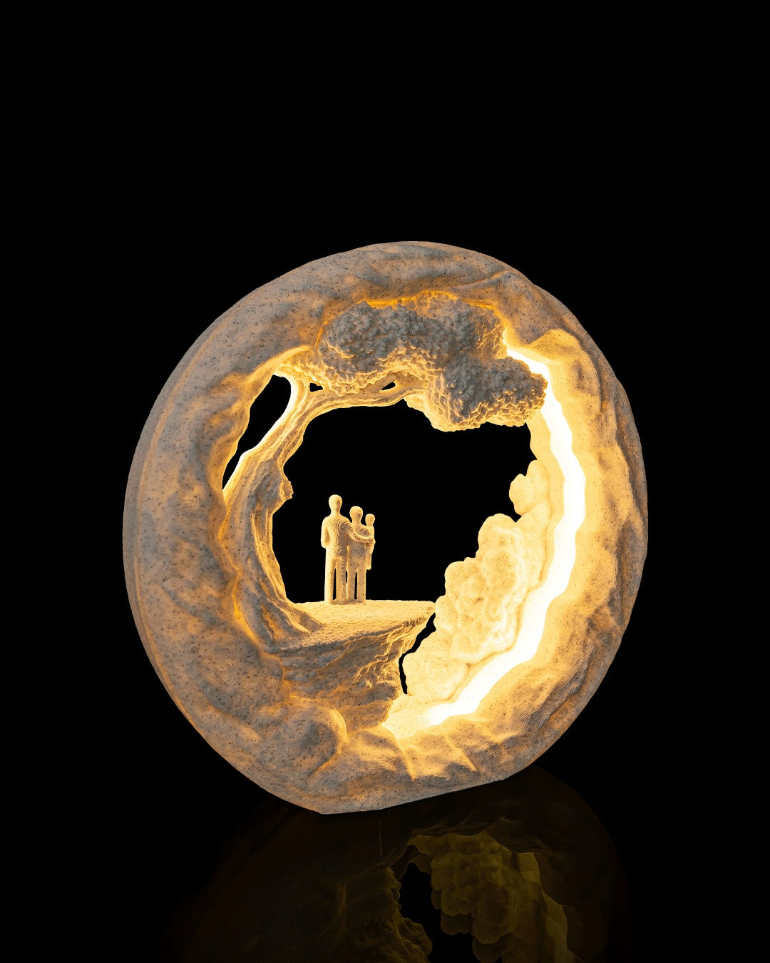 Side by Side Table Lamp — glowing, angled view