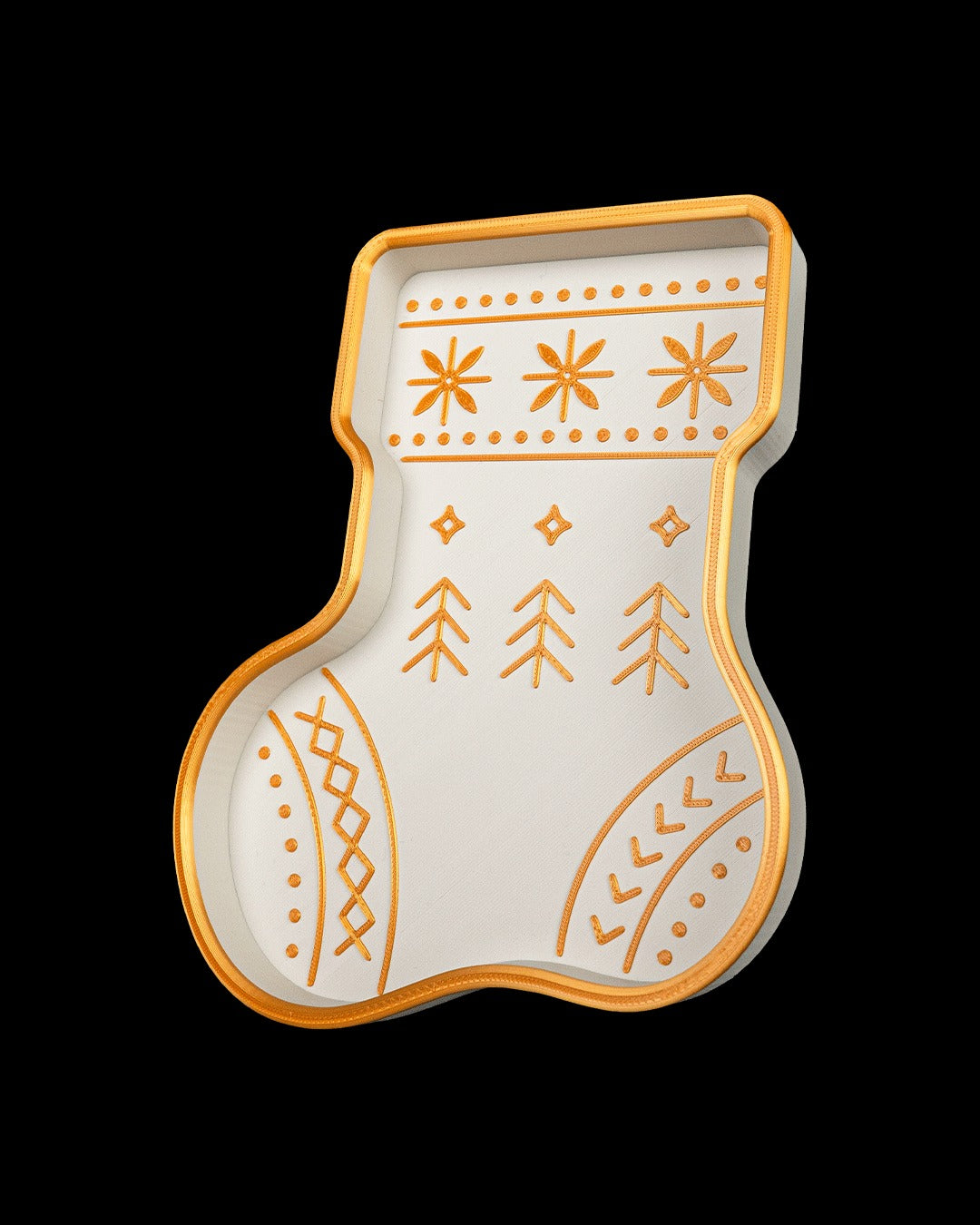 Stocking Tray — angled view of the Nordic pattern