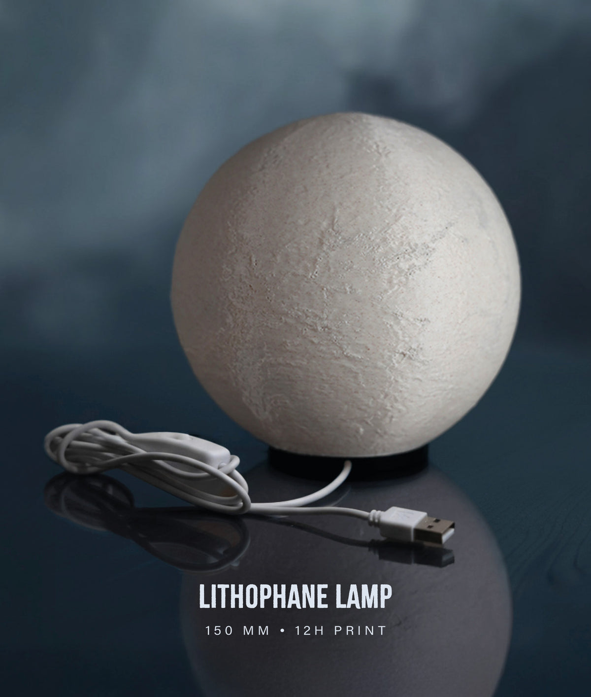 Venus Planet Lamp — unlit globe showing the raised terrain