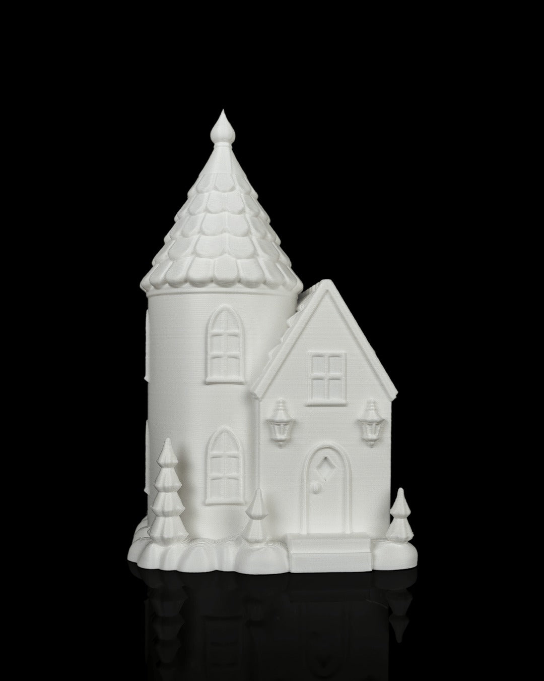 Village Lights Table Lamp — all-white Tower House unlit