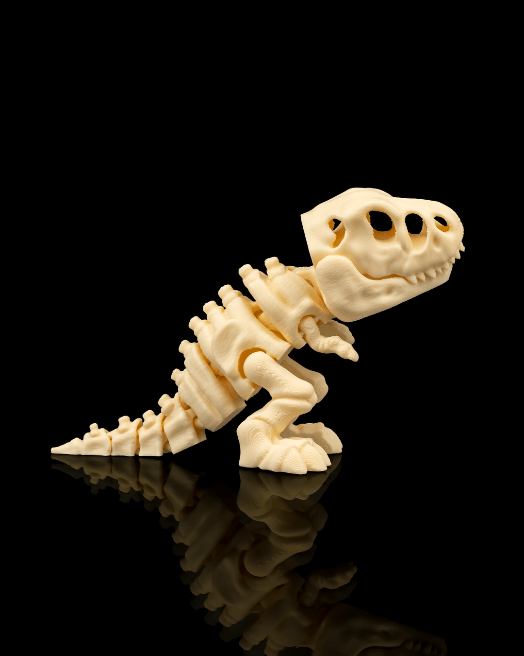 Articulated T-Rex Skeleton Figure: Poseable Dinosaur Desk Toy — 3D printed — view 5