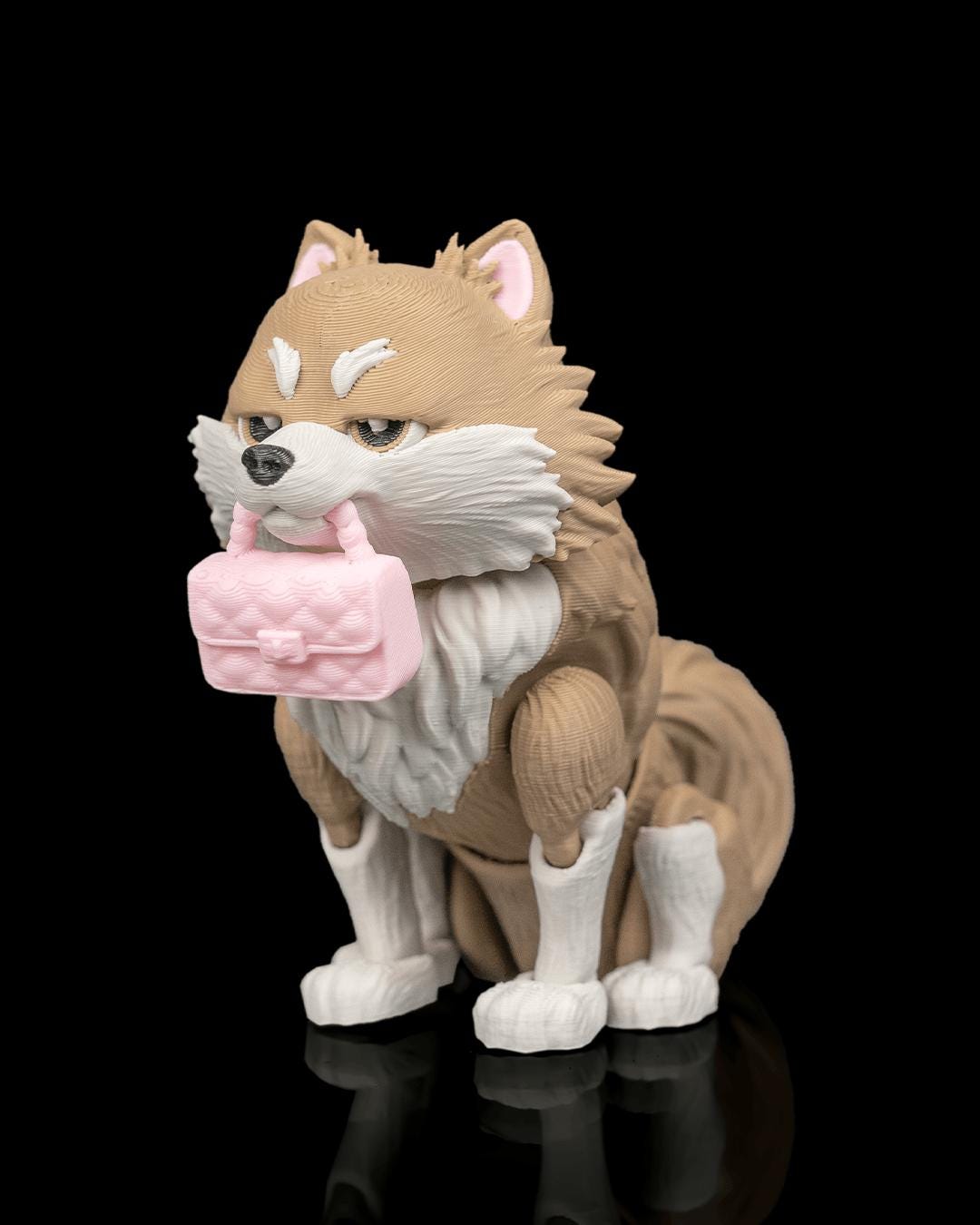 Articulated Pomeranian Dog Toy: Luna, Desk Companion, Dog Lover Gift