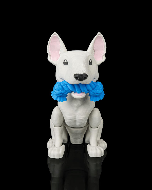 Articulated Bull Terrier Dog Toy: Poseable Desk Buddy, Dog Lover Collectible