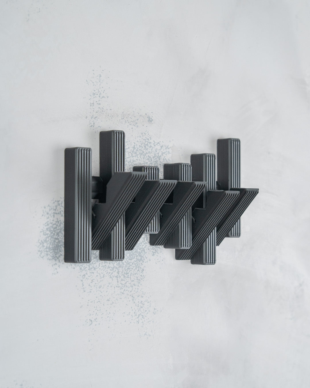 Modern Grid — a 3D-printed wall hook set — mounted on a wall