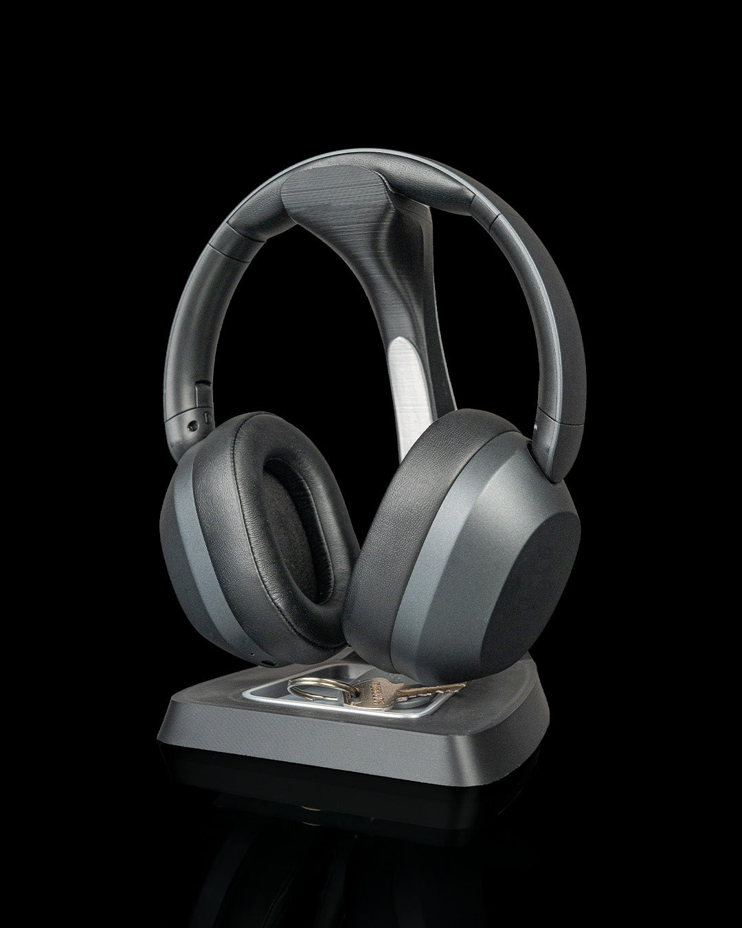 Arch Stand — a 3D-printed headphone holder — shown on a desk