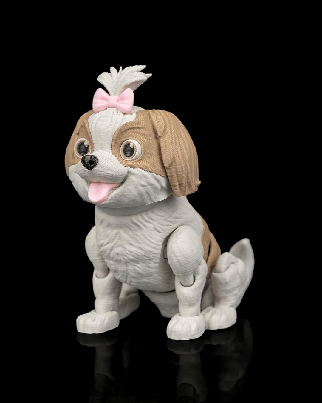 Articulated Shi TzuDog Toy: Princess, Desk Companion, Dog Lover Gift
