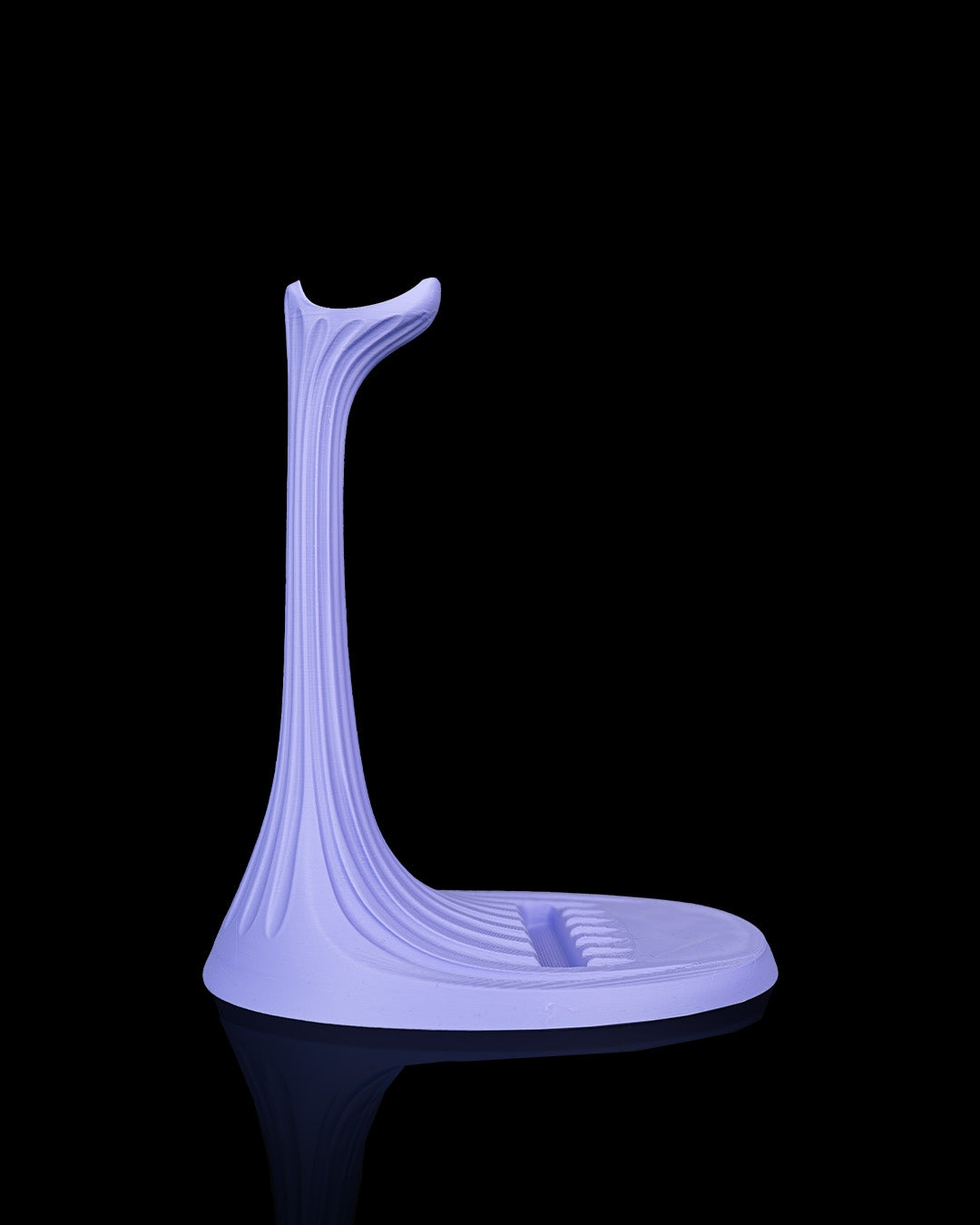 Flow Stand — a 3D-printed headphone and phone holder — three-quarter angle