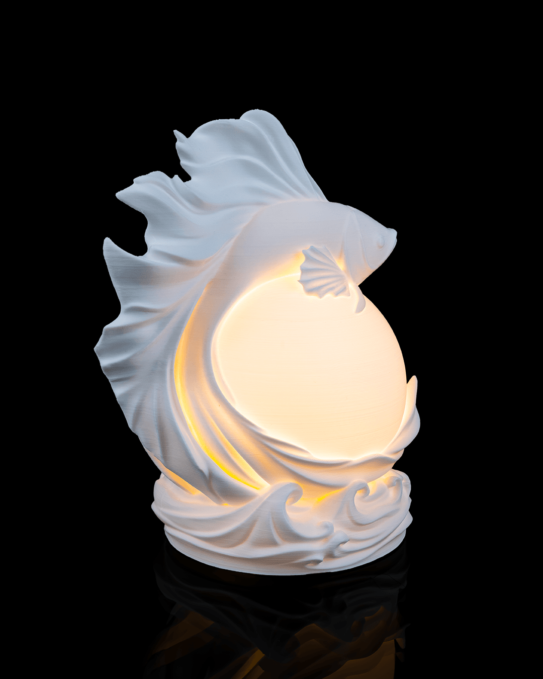 Betta Sphere Table Lamp — 3D-printed betta fish sphere table lamp (view 4)