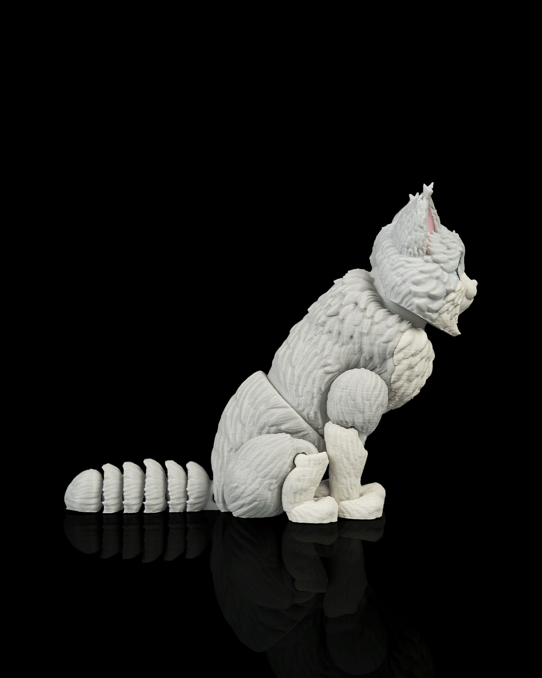 Articulated 3D-printed Maine Coon cat Chester — poseable desk figurine (view 3)
