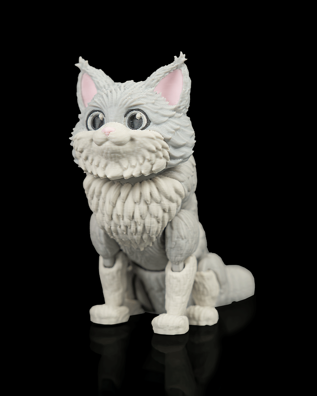 Articulated 3D-printed Maine Coon cat Chester — poseable desk figurine (view 5)