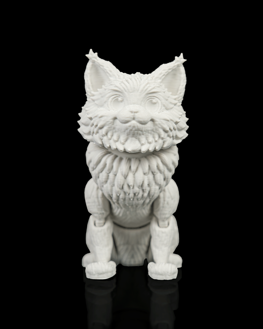 Articulated 3D-printed Maine Coon cat Chester — poseable desk figurine (view 8)