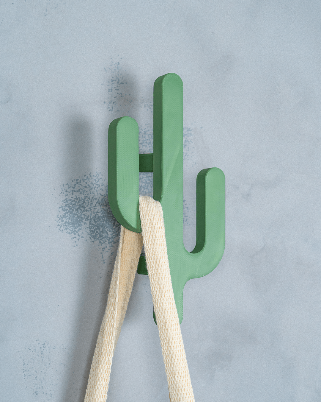 Desert Hook — a 3D-printed cactus wall hook — side profile