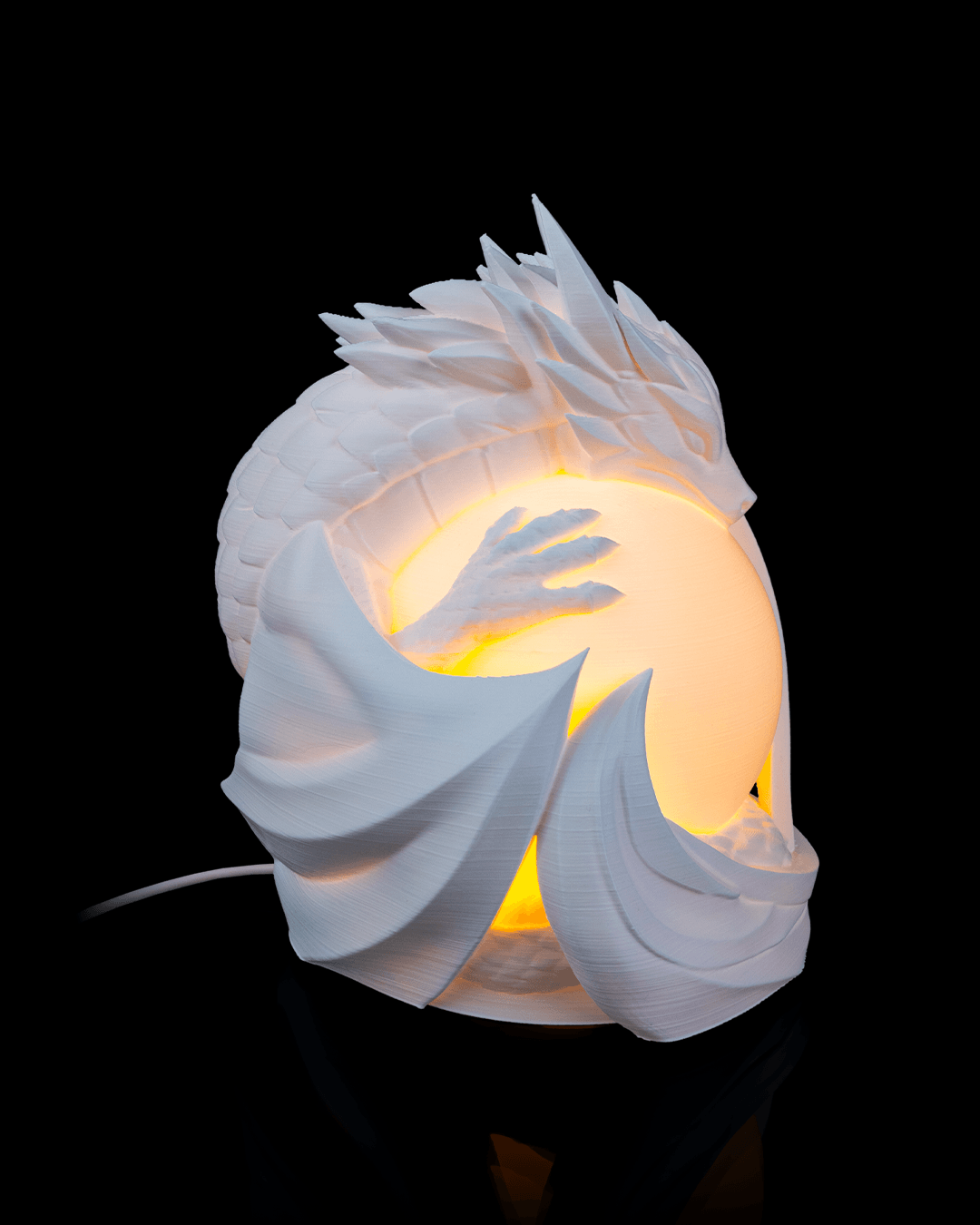 Dragon Sphere Table Lamp — 3D-printed dragon sphere table lamp (view 4)