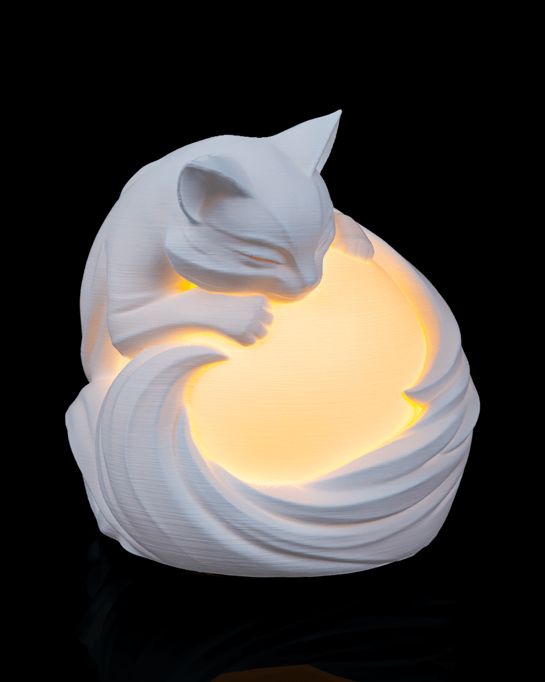 Feline Sphere Table Lamp — 3D-printed cat sphere table lamp (view 2)
