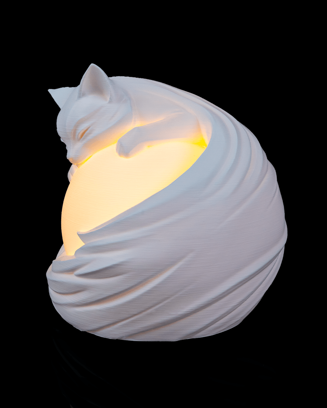 Feline Sphere Table Lamp — 3D-printed cat sphere table lamp (view 3)
