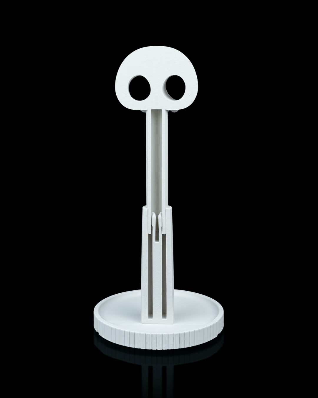 Grimm — a reaper 3D-printed headphone stand — three-quarter angle