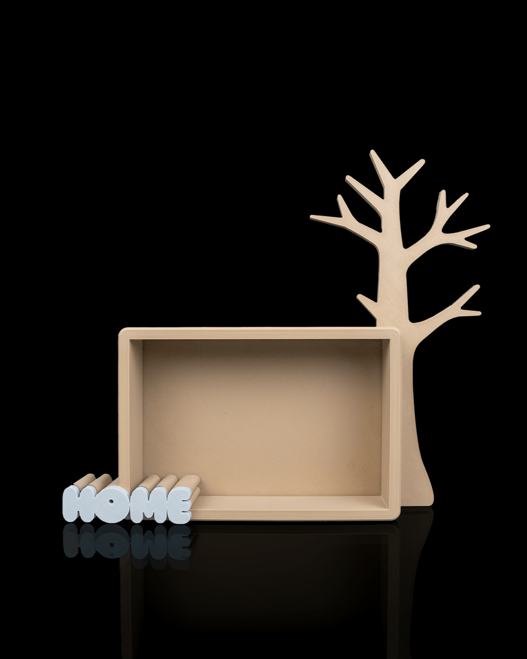 Keepsake Tree — a 3D-printed photo frame and jewelry stand — shown on a dresser