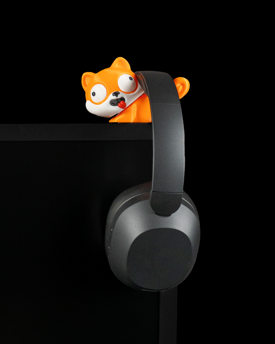 Loyal Squire — a 3D-printed fox headphone perch — front view