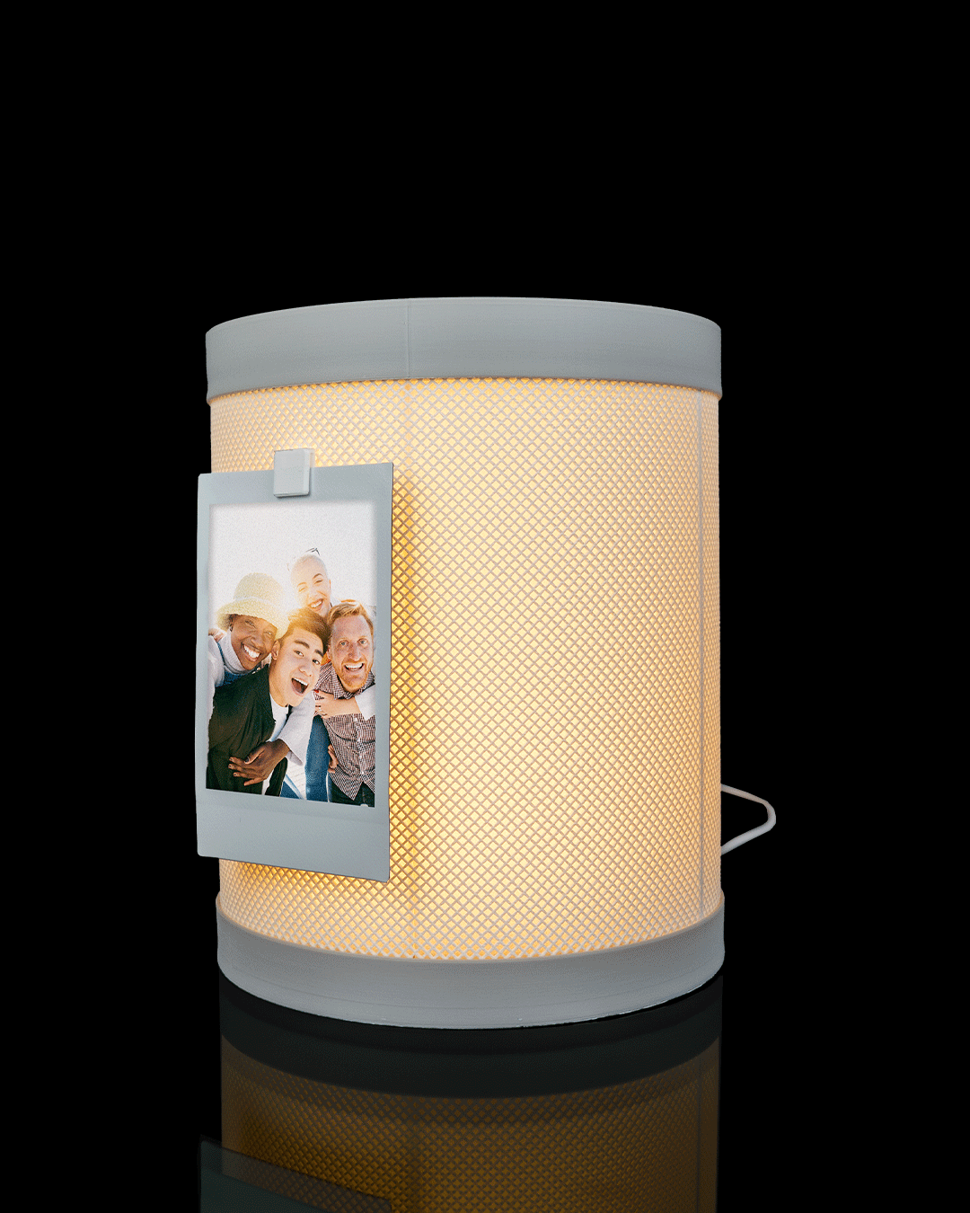 Memo Tower — a 3D-printed table lamp and desk organizer — rear view