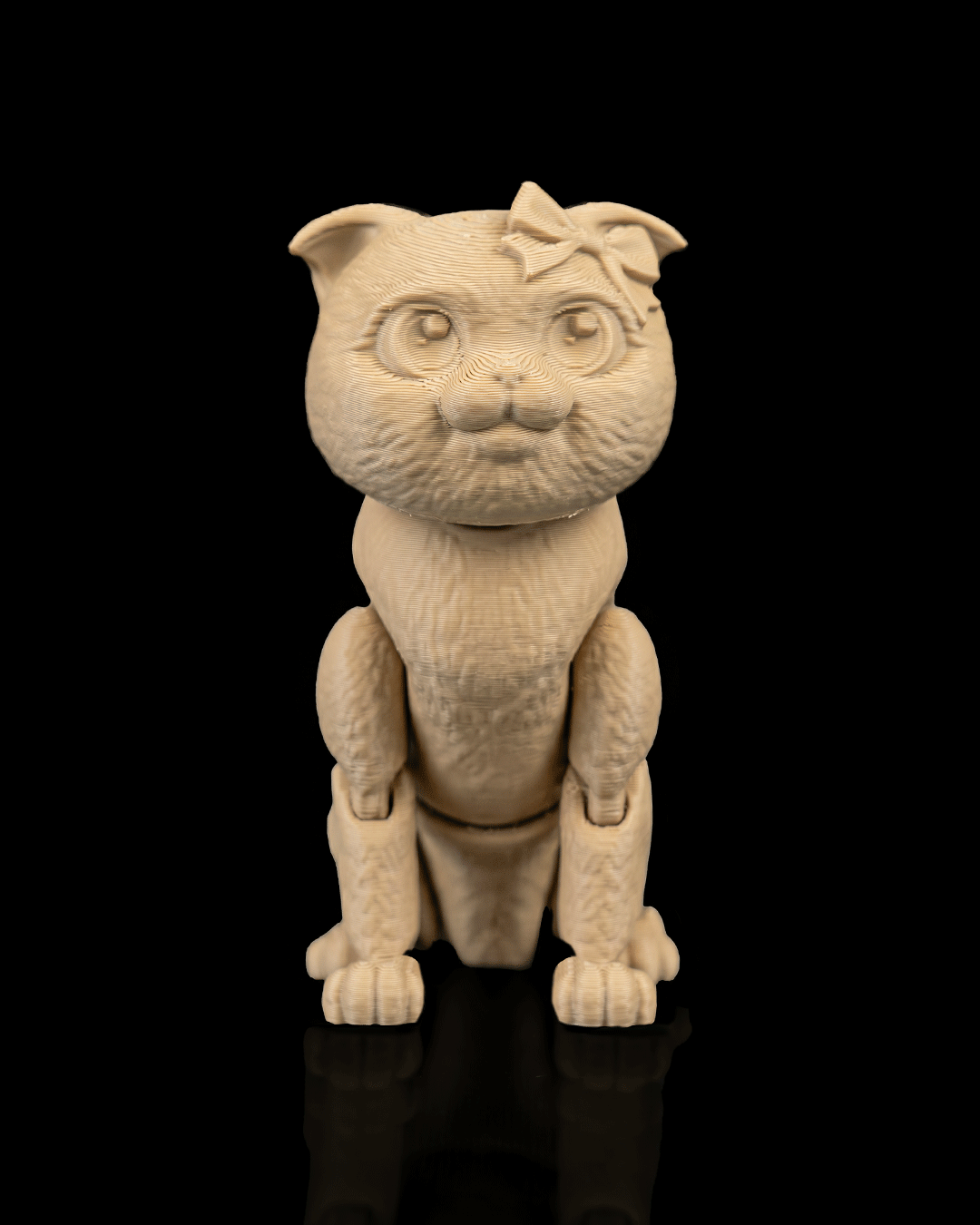 Articulated 3D-printed Scottish Fold cat Mochi — poseable desk figurine (view 7)