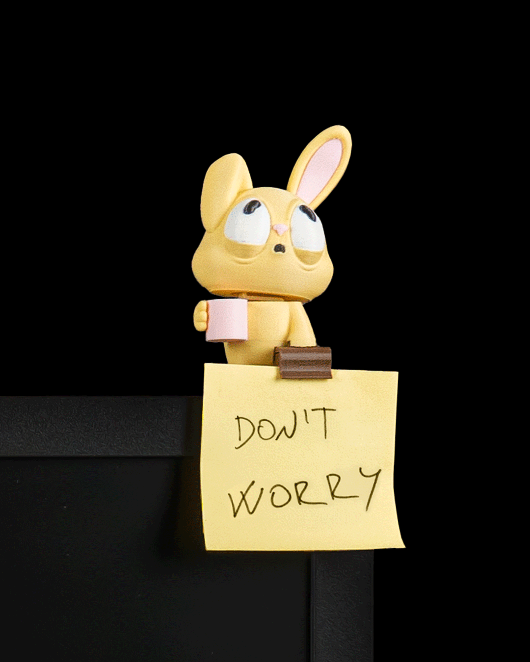Office Bunny — a 3D-printed sticky note holder — front view