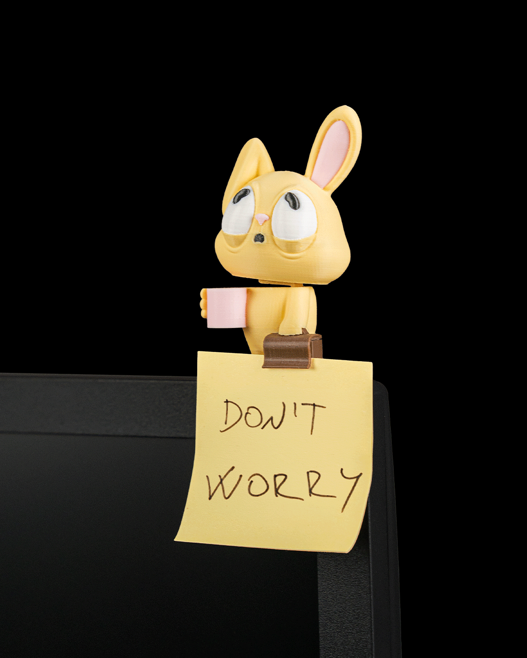 Office Bunny — a 3D-printed sticky note holder — side profile
