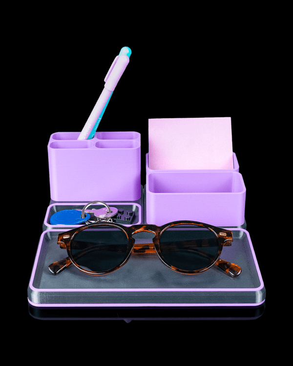 Office Pro Kit — a modular 3D-printed desk organizer set — front view