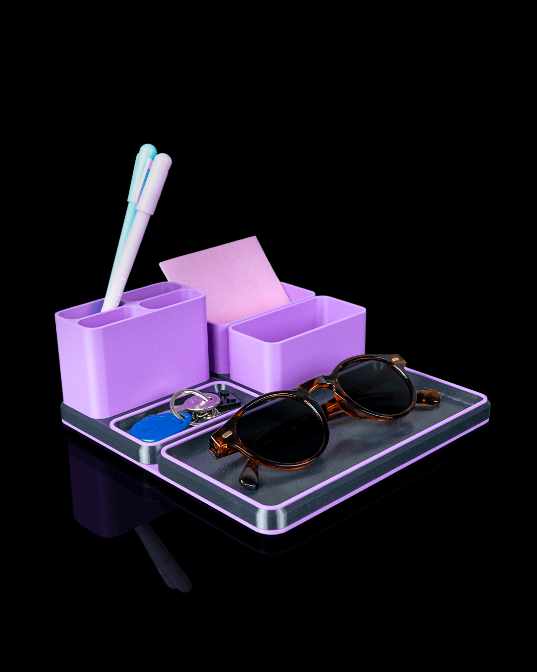 Office Pro Kit — a modular 3D-printed desk organizer set — side profile