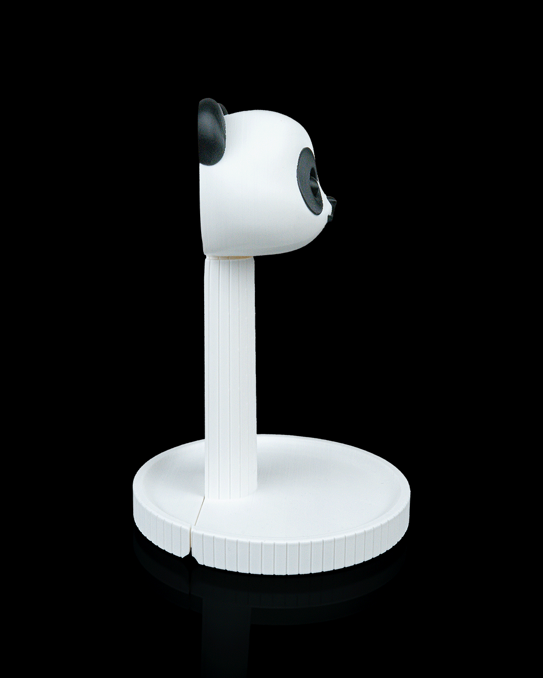 Panda — a 3D-printed panda headphone stand — close-up detail