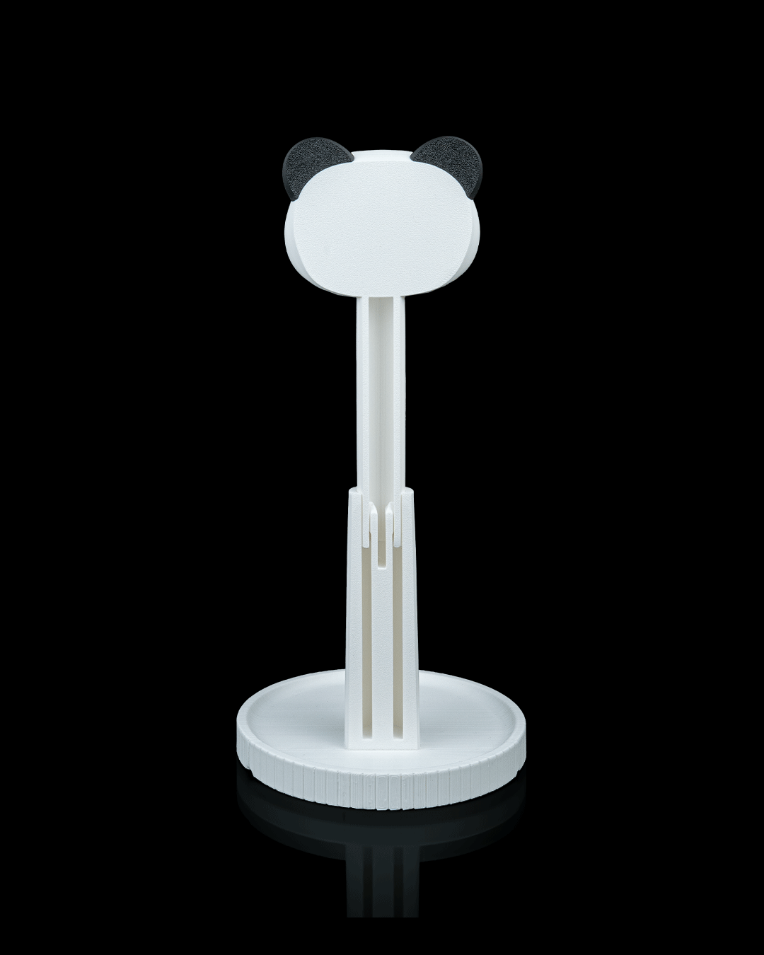 Panda — a 3D-printed panda headphone stand — three-quarter angle