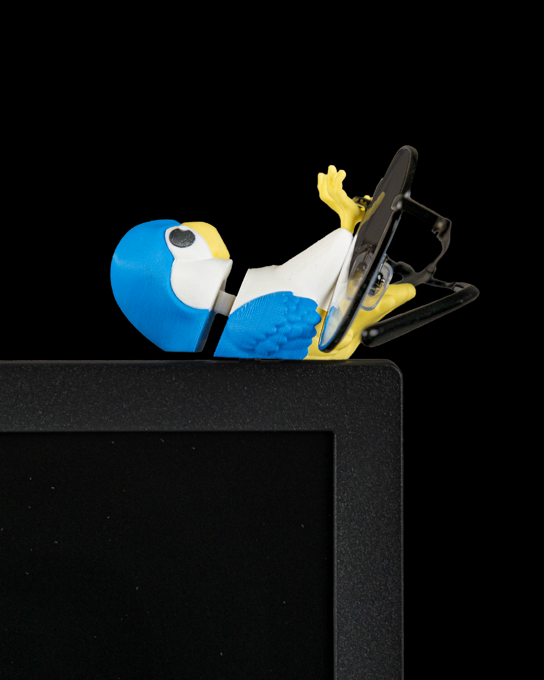Perchmate — a 3D-printed parakeet glasses holder — front view