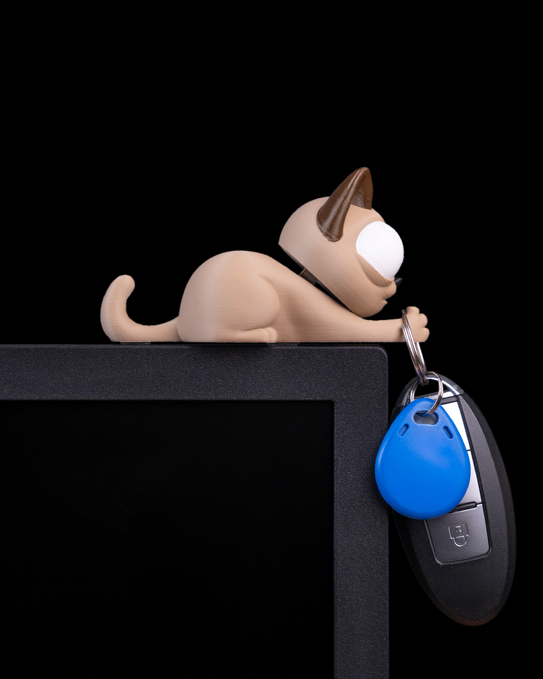 Purrsonal Assistant — a 3D-printed cat key holder — close-up detail