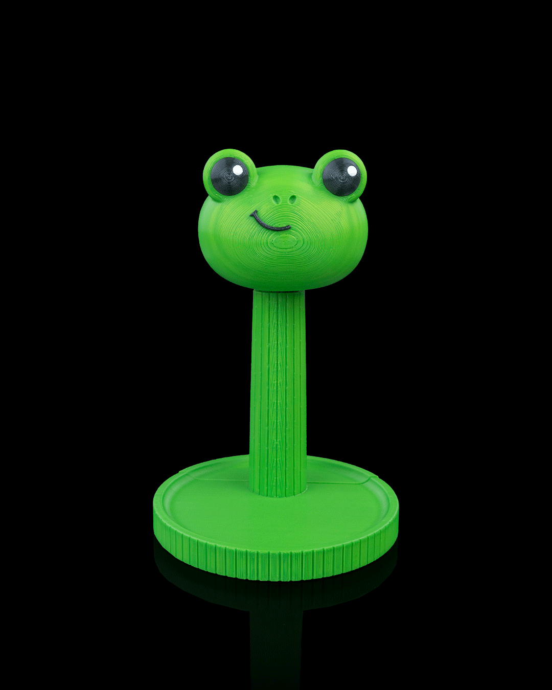 Ribbit — a frog-shaped 3D-printed headphone stand — side profile