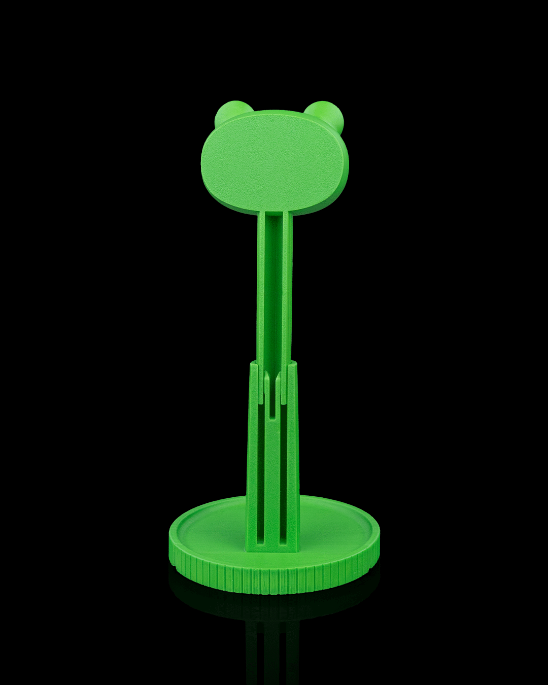 Ribbit — a frog-shaped 3D-printed headphone stand — rear view
