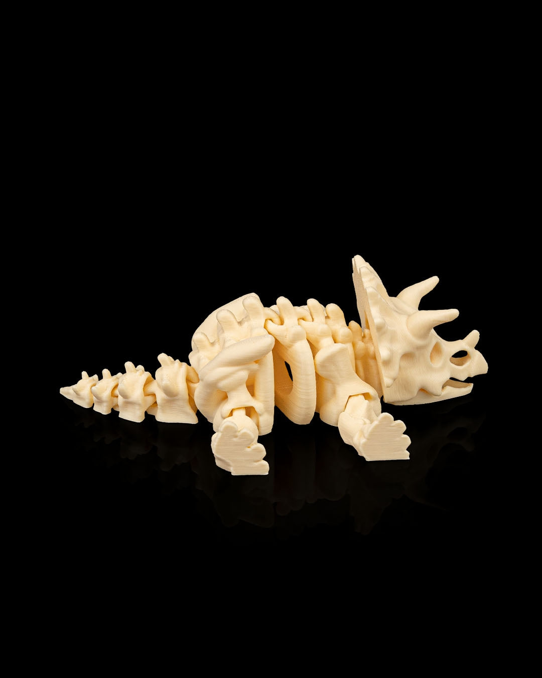 Articulated 3D-printed Triceratops dinosaur skeleton — poseable desk figurine (view 6)