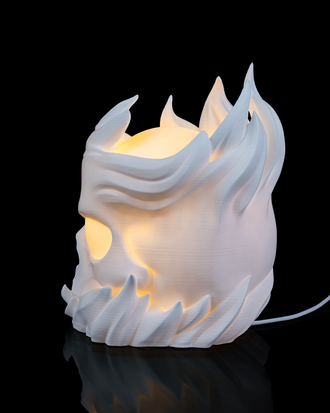 Skull Sphere Table Lamp — 3D-printed skull sphere table lamp (view 2)