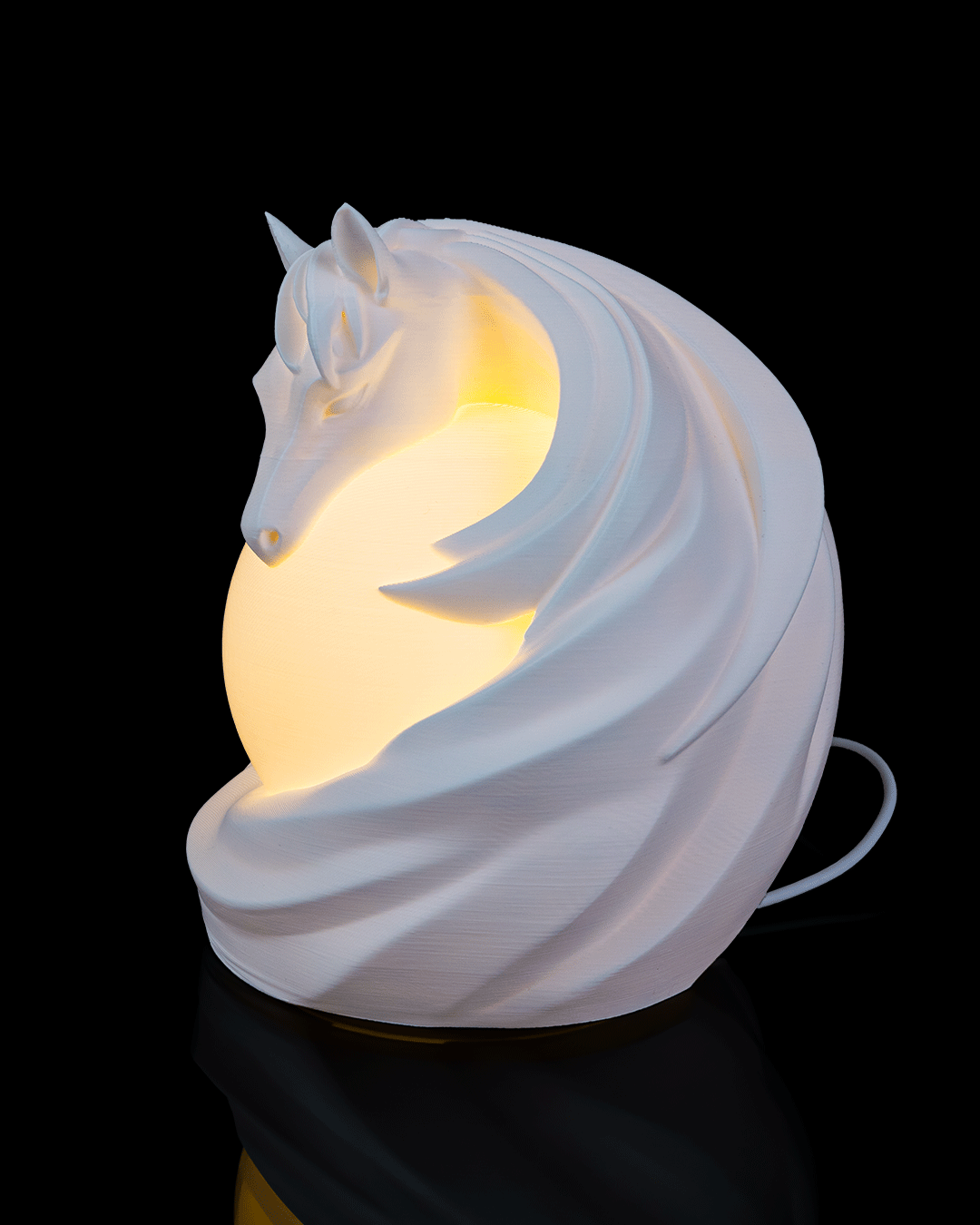 Stallion Sphere Table Lamp — 3D-printed horse sphere table lamp (view 2)