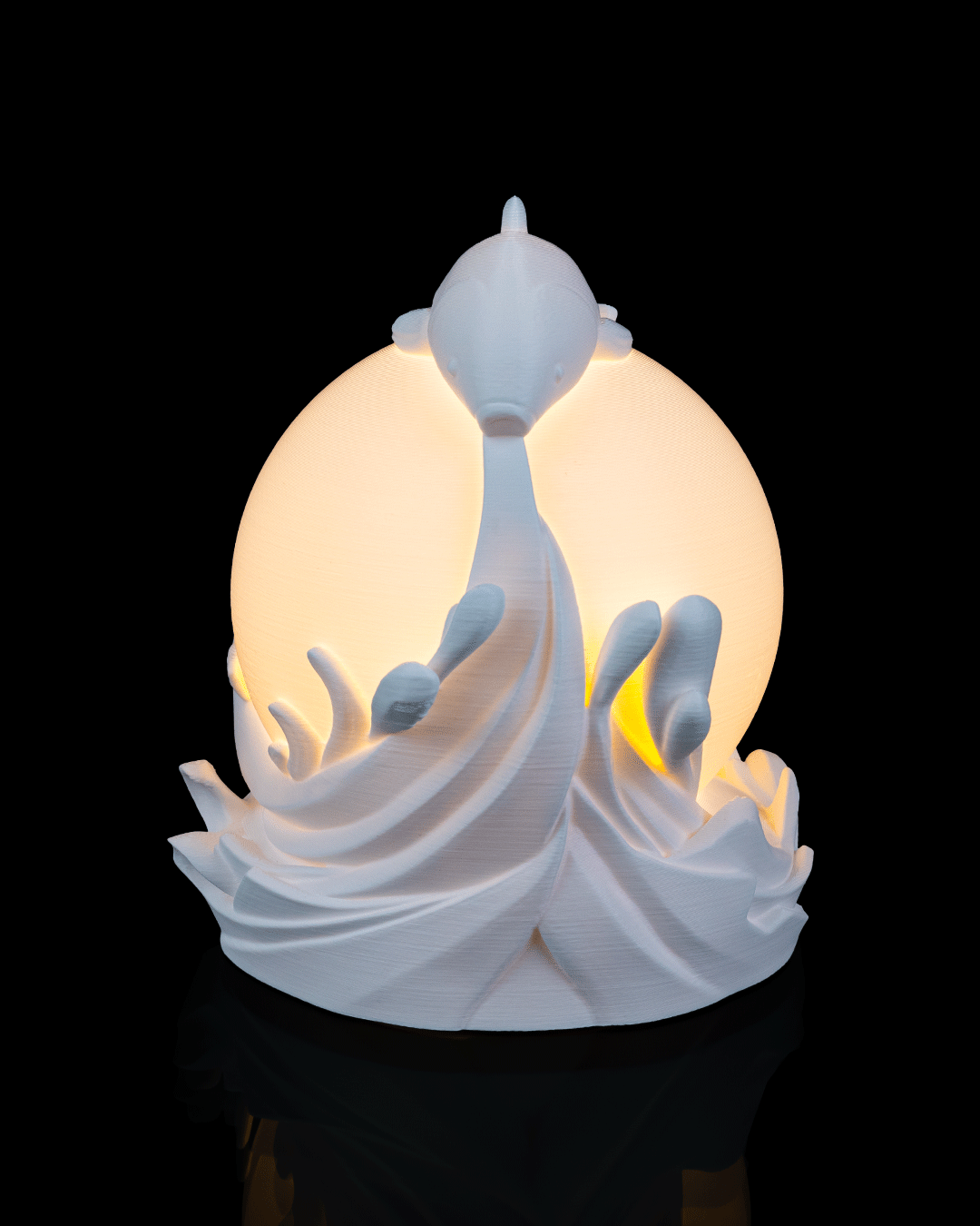 Twin Fish Sphere Table Lamp — 3D-printed koi sphere table lamp (view 2)