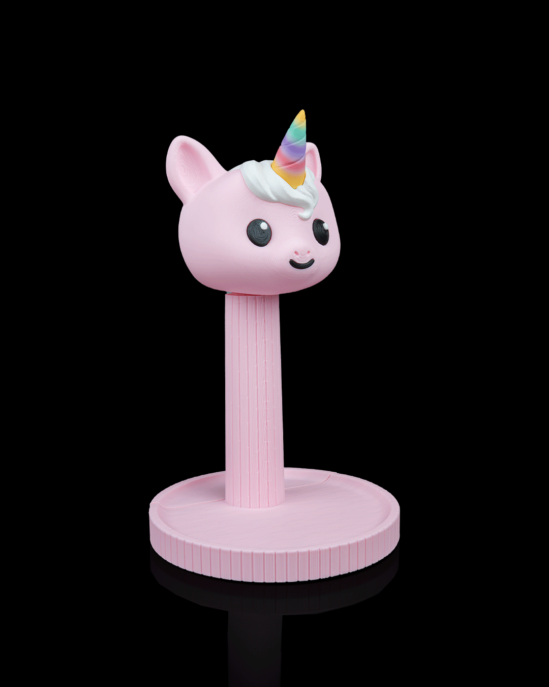 Unicorn — a 3D-printed headphone stand — close-up detail