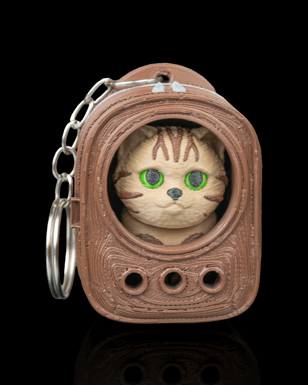 Urban Pack: Tabby Cat Carrier Keyring Charm
